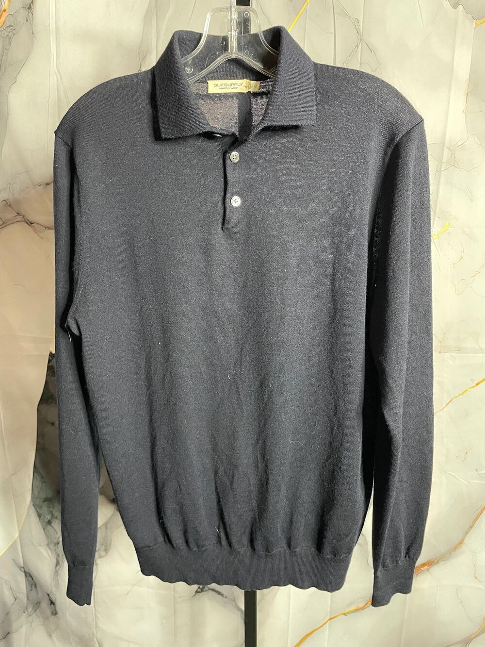 Suitsupply Merino Wool Long Sleeve Men's Polo Sz. Medium